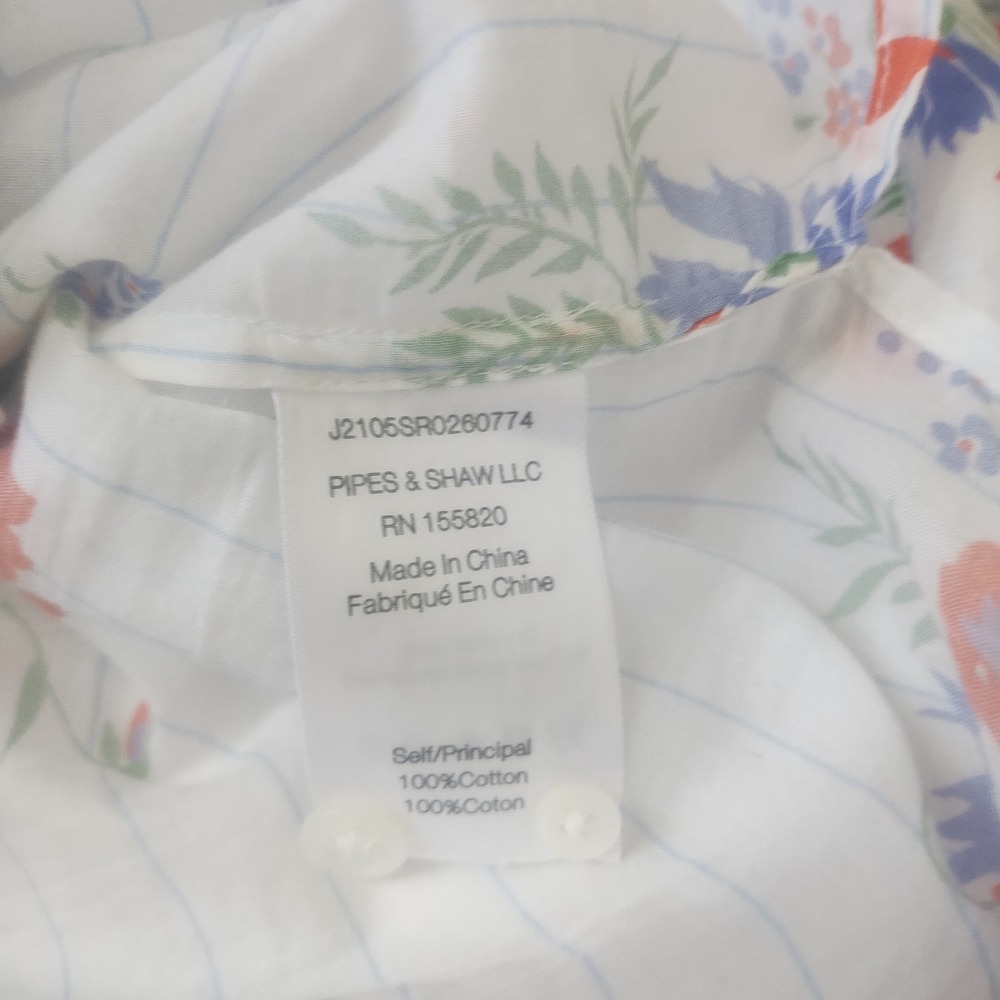 Veronica Beard Button Up Blouse Women's L Cotton Floral Ruffle Victorian Cottage - Picture 8 of 11